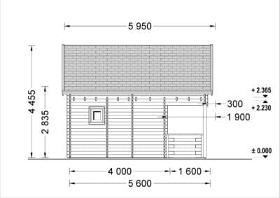 Blockbohlenhaus mit Schlafboden und Terrasse Tirol (66 mm), 20 m² + 8 m²