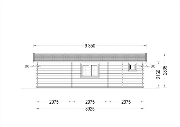Blockbohlenhaus mit Terrasse LILLI( 44mm), 32 m² + 20m²