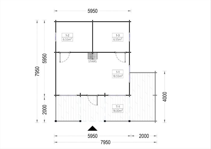 Premium Blockbohlenhaus Innsbruck (44 mm) 36 m² mit 14 m² Schlafboden