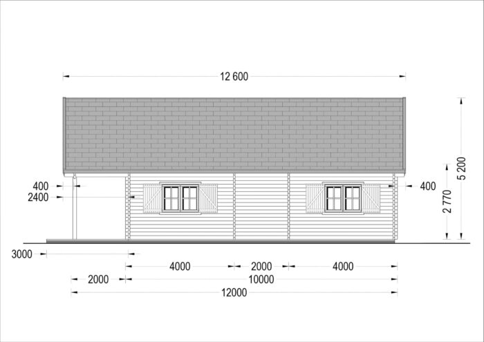 Blockbohlenhaus ANIKA (66 mm) 139 m² mit Terrasse
