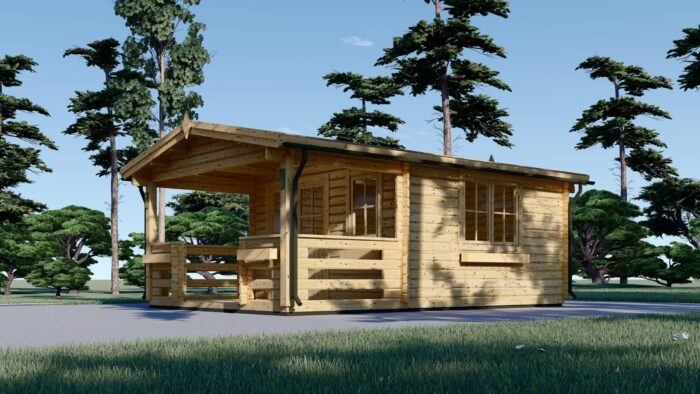 Gartenhaus aus Holz SABINE, 4x5.75 m, 16 m² + 7 m² Terrasse