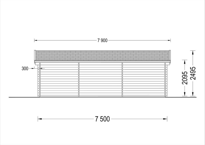 Carport aus Holz 4x5 m mit Schuppen und Seitenwand (44mm), 4x2.5m