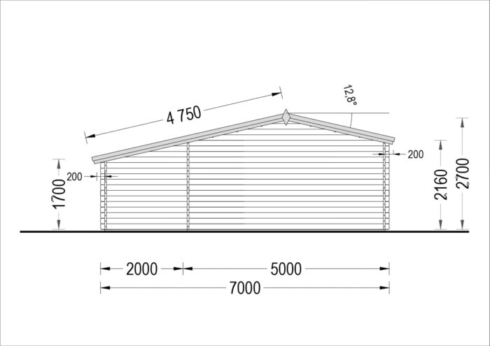 Premium Gartenhaus CLAUDIA (66mm) 28m², 7x4m