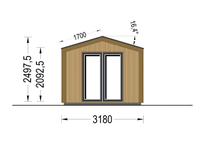 Gartenhaus ERMONES (34mm + Holzverschalung), 4x3m, 12m²