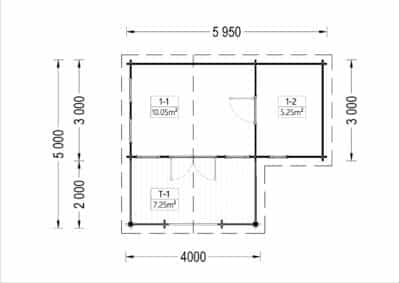 Premium Blockbohlenhaus ISLA (66 mm) 26 m²