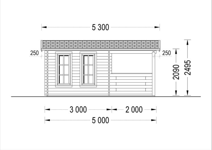 Premium Blockbohlenhaus IRIS (44 mm) 26 m²