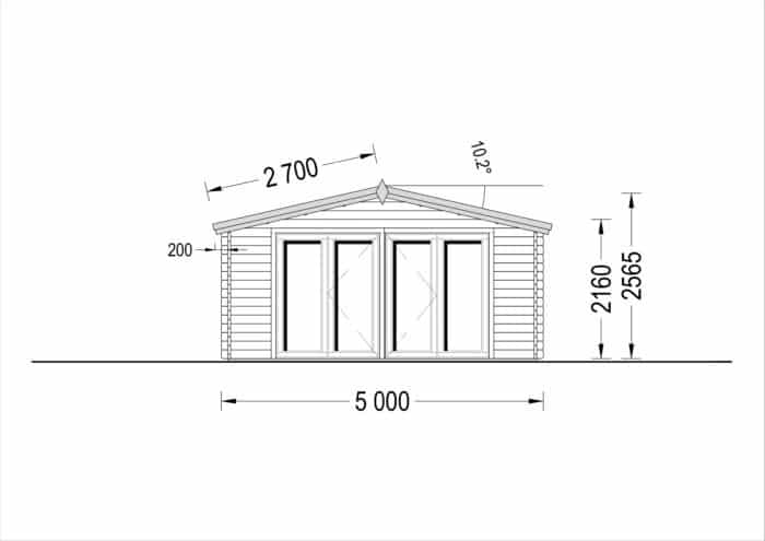 Premium Gartenhaus aus Holz MARTINA (66mm), 5x4m, 20m²