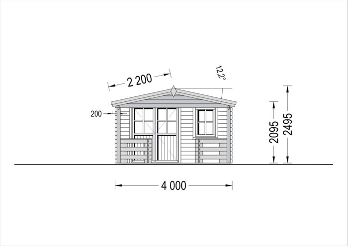 Gartenhaus aus Holz SABINE (66mm), 4x5.75m, 16m² + 7m² Terrasse