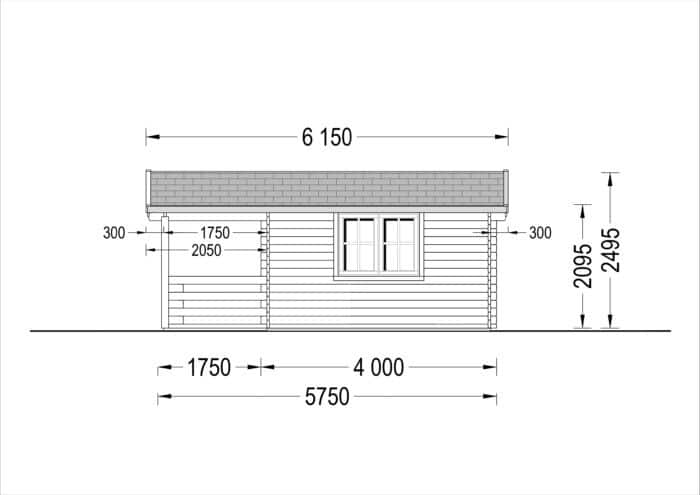 Gartenhaus aus Holz SABINE (66mm), 4x5.75m, 16m² + 7m² Terrasse
