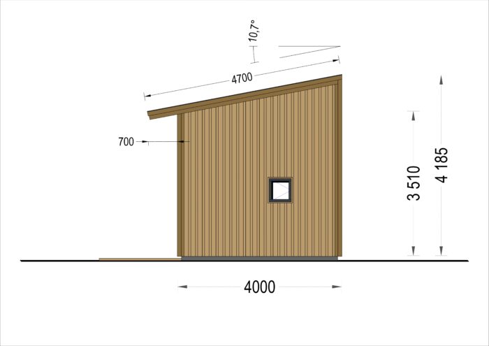 Blockbohlenhaus SOPHIA (44 mm + Holzverschalung), 20 m²