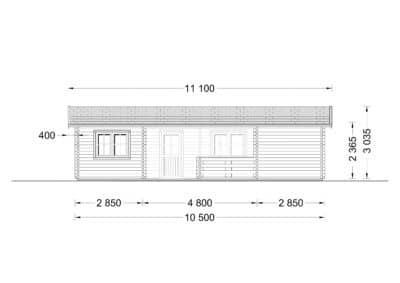 Premium Blockbohlenhaus UZES (44mm), 70 m²