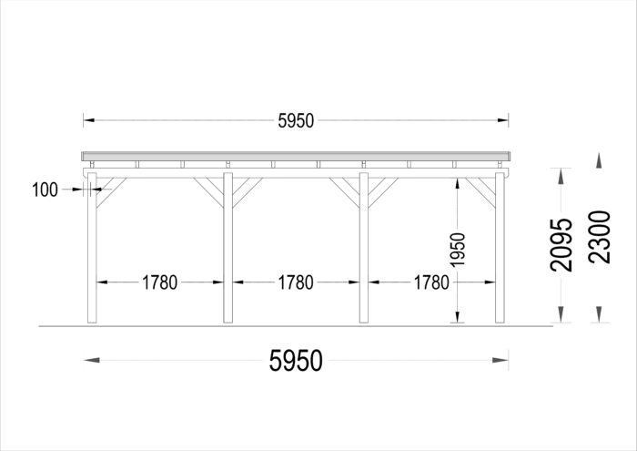 Doppelcarport aus Holz mit Flachdach, 6x6m, 36m²