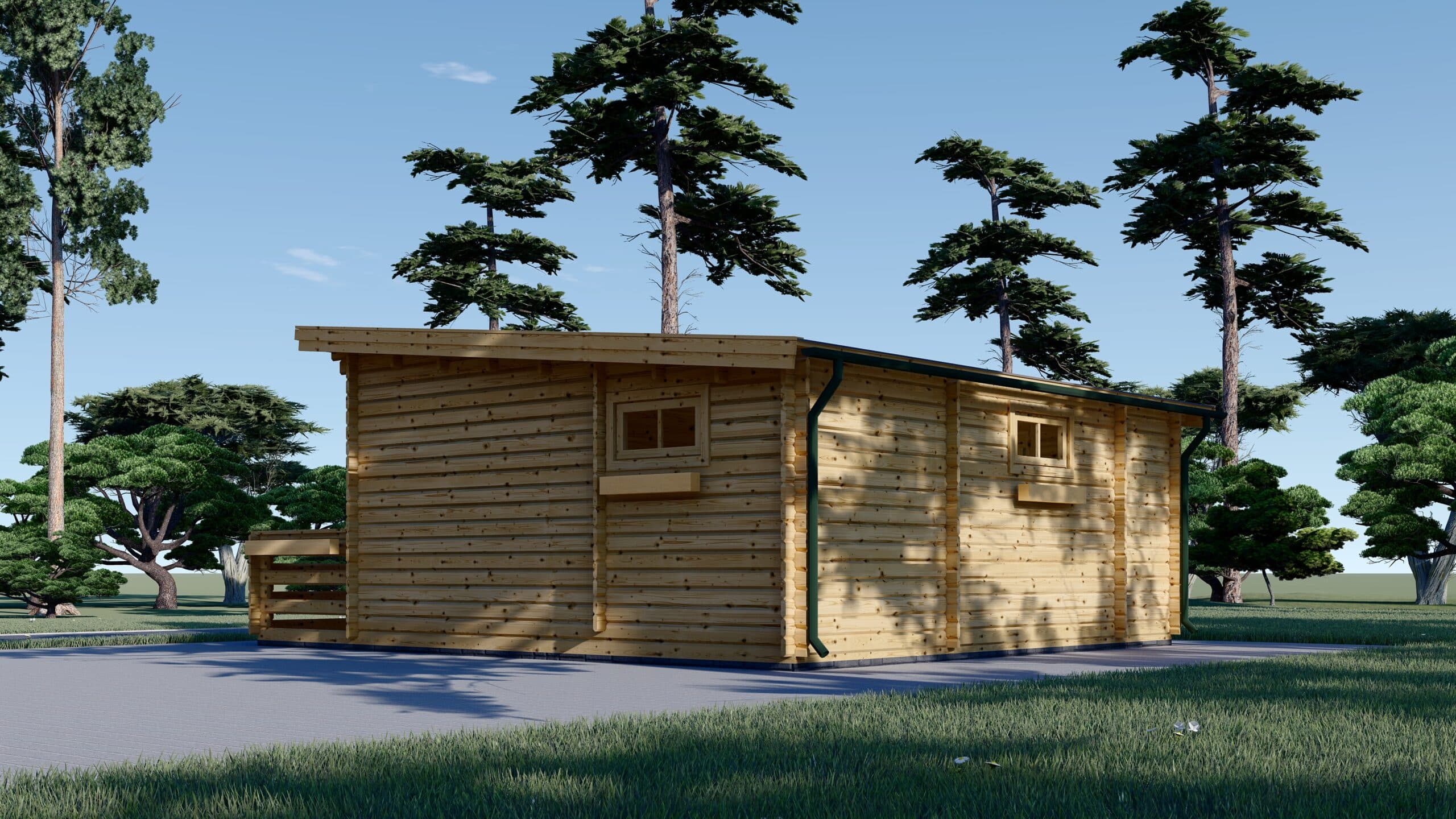 Chalet en bois avec terrasse ALTURA (44 mm), 31 m² + 8 m²