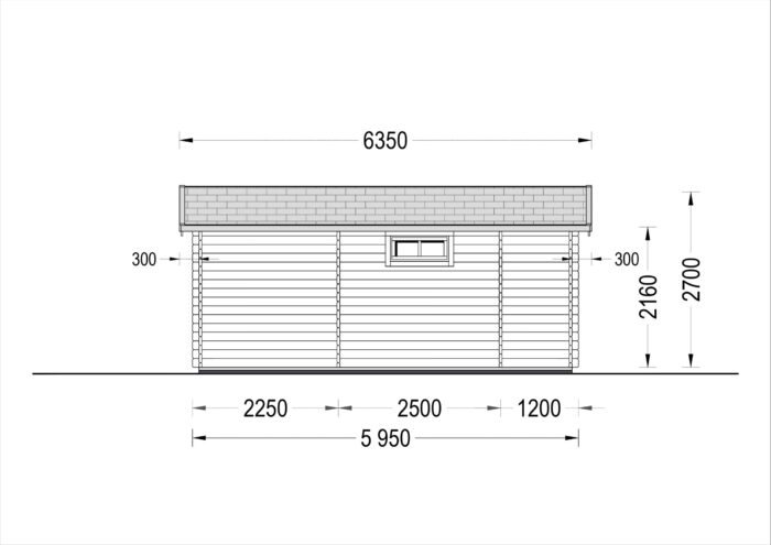 Blockbohlenhaus ARMIN (44 mm) 31 m² mit Pultdach