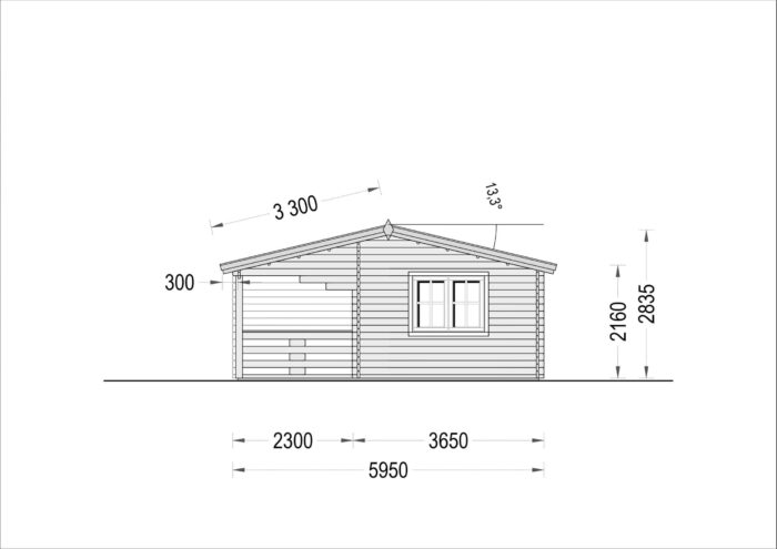 Blockbohlenhaus mit Terrasse LILLI ( 66mm), 32m² + 20m²