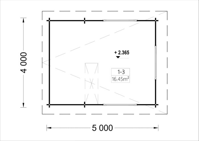 Blockbohlenhaus mit Schlafboden DORNBIRN (44 mm), 20 m² + 16 m² mit Pultdach