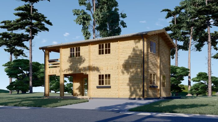 Blockbohlenhaus TURIN (44 + 44 mm), 100 m² + 20m² Terrasse