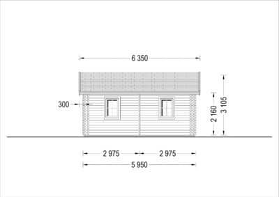 Premium Blockbohlenhaus FILL (44 + 44 mm) 60 m²