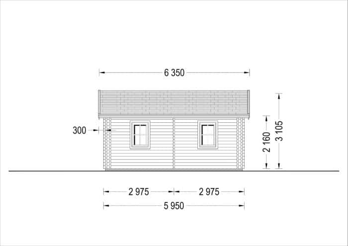 Premium Blockbohlenhaus FILL (44 + 44 mm) 60 m²