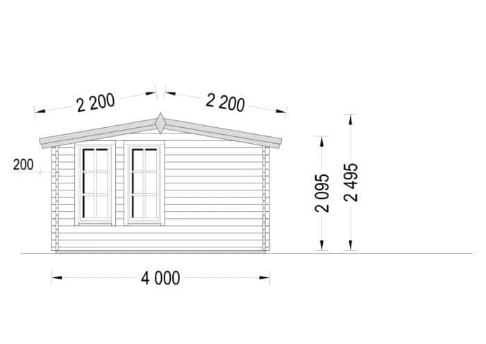 Gartenhaus DORA (44 mm), 6x4 m, 24 m²