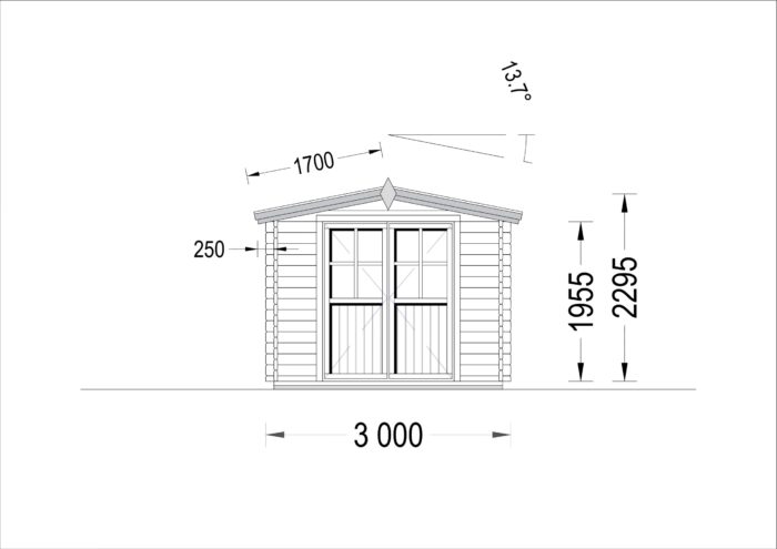 Gartenhaus aus Holz MIMI (28 mm), 3x2 m, 6 m²