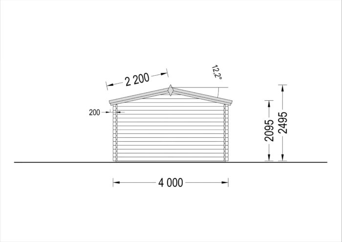 Gartenhaus aus Holz OLIVER (44mm), 4x3m, 12m²
