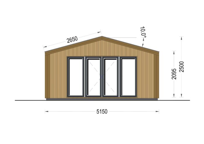 Gartenhaus ELSA (34 mm + Holzverschalung), 5x4m, 20m²