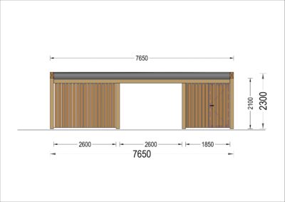 Double Wooden Carport LUNA With A Shed LUNA DUO F PLUS 7.6x5.6 m With A Side Wall page 0004