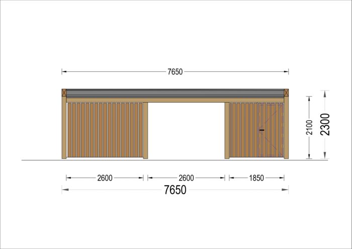 Double Wooden Carport LUNA With A Shed LUNA DUO F PLUS 7.6x5.6 m With A Side Wall page 0004 scaled