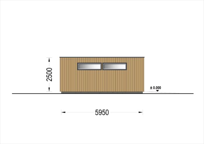 Holzgarage mit Flachdach (34mm + Holzverschalung), 5x6m, 30m²