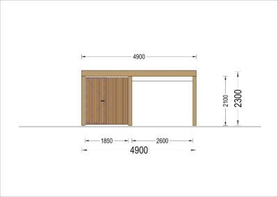 Single Wooden Carport With A Shed LUNA F PLUS. 4.9x5.6 m With A Side Wall page 0002