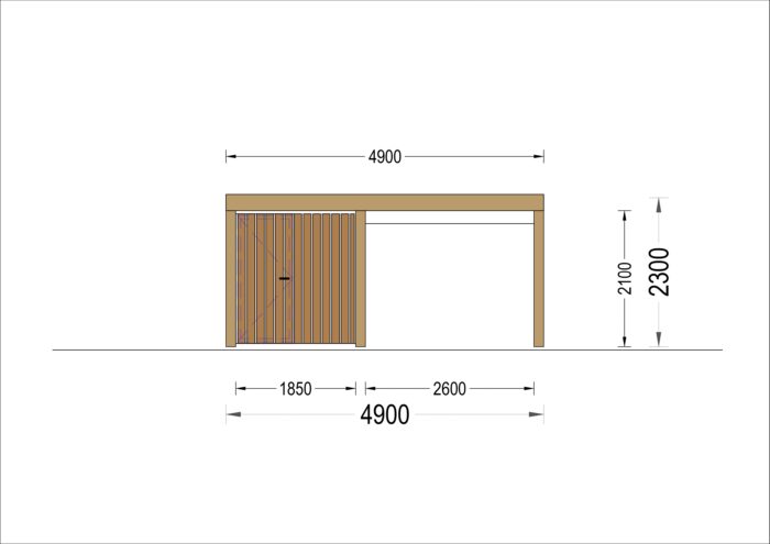 Single Wooden Carport With A Shed LUNA F PLUS. 4.9x5.6 m With A Side Wall page 0002 scaled