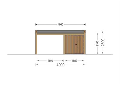 Single Wooden Carport With A Shed LUNA F PLUS. 4.9x5.6 m With A Side Wall page 0004