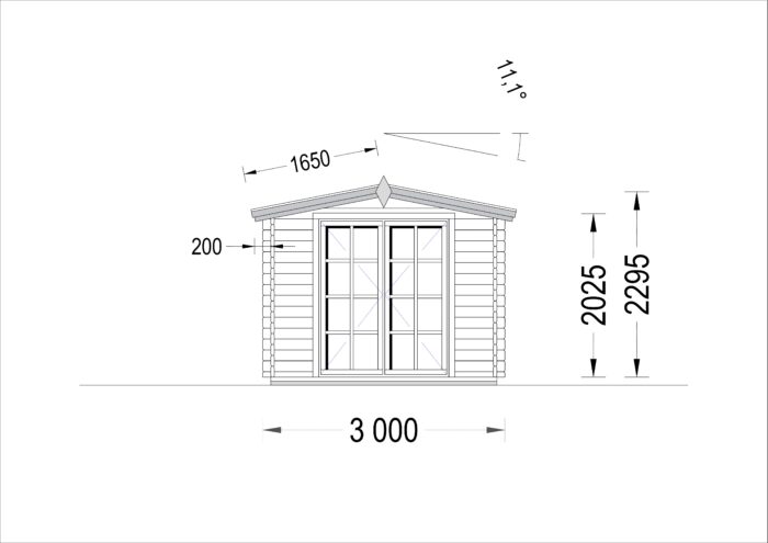 Gartenhaus ADRIA (44 mm), 3x3 m, 9 m²