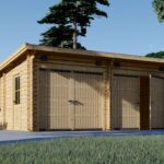 Doppelgarage aus Holz mit Pultdach (44mm) 6x6m, 36m²