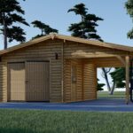 Einzelgarage (44mm) 4x6m mit Carport 3x6m