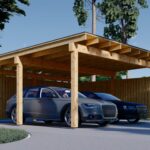 Carport Luna Duo für 2 Autos mit L-förmiger Wand  F, 6x6 m