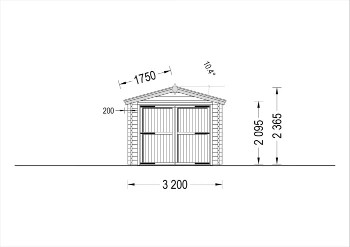 Einzelgarage aus Holz(44 mm), 3.2x5.2m, 16 m²