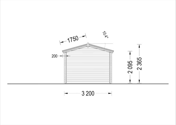 Holzgarage CLASSIC (44 mm), 3.2x5.2, 16 m²