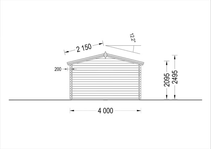Einzelgarage aus Holz (44 mm), 4x7.5 m, 30 m²