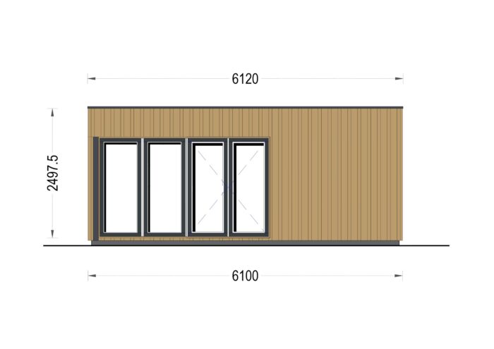 Premium Gartenhaus Tobi (34mm + Holzverschalung), 6x4m, 24m²