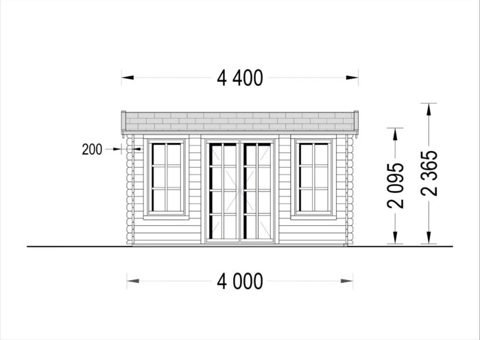 Gartenhaus Meran (44 mm), 4x3 m, 12 m² inkl. Fußboden