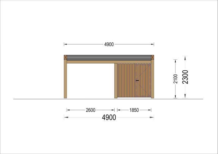 Single Wooden Carport With A Shed LUNA F PLUS. 4.9x5.6 m With A Side Wall page 0004 scaled 1