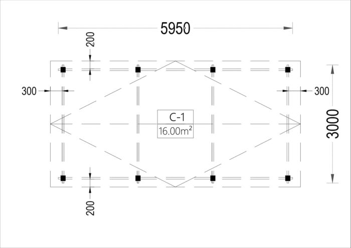 Carport aus Holz CLASSIC, 3x6 m, 18 m²