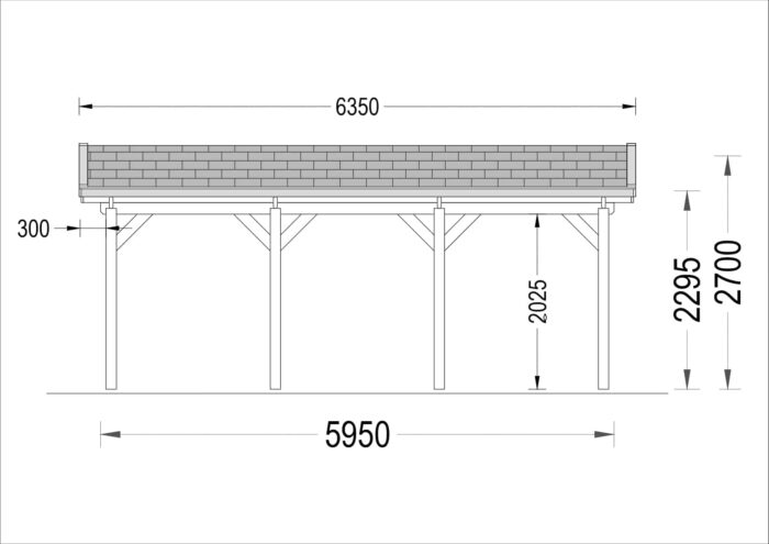 Carport aus Holz CLASSIC, 3x6 m, 18 m²