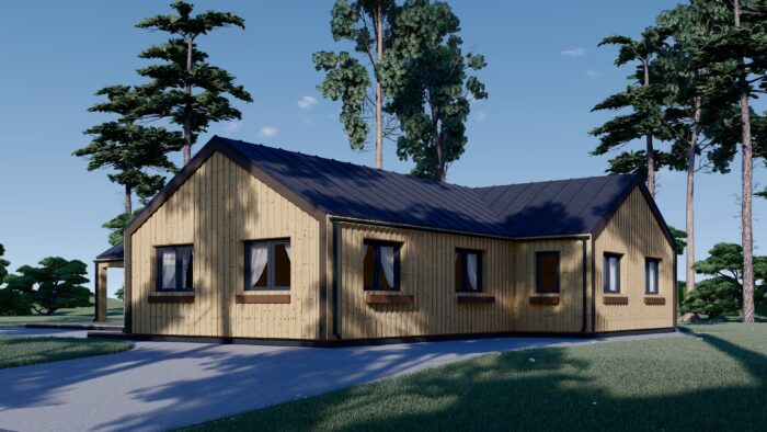 Holzwohnhaus TESSA (Isoliert, 66 mm + Holzverschalung), 130 m²