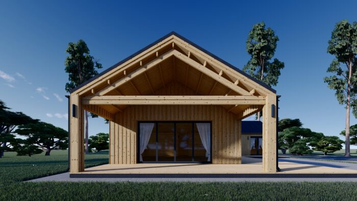 Holzwohnhaus TESSA (Isoliert, 66 mm + Holzverschalung), 130 m²