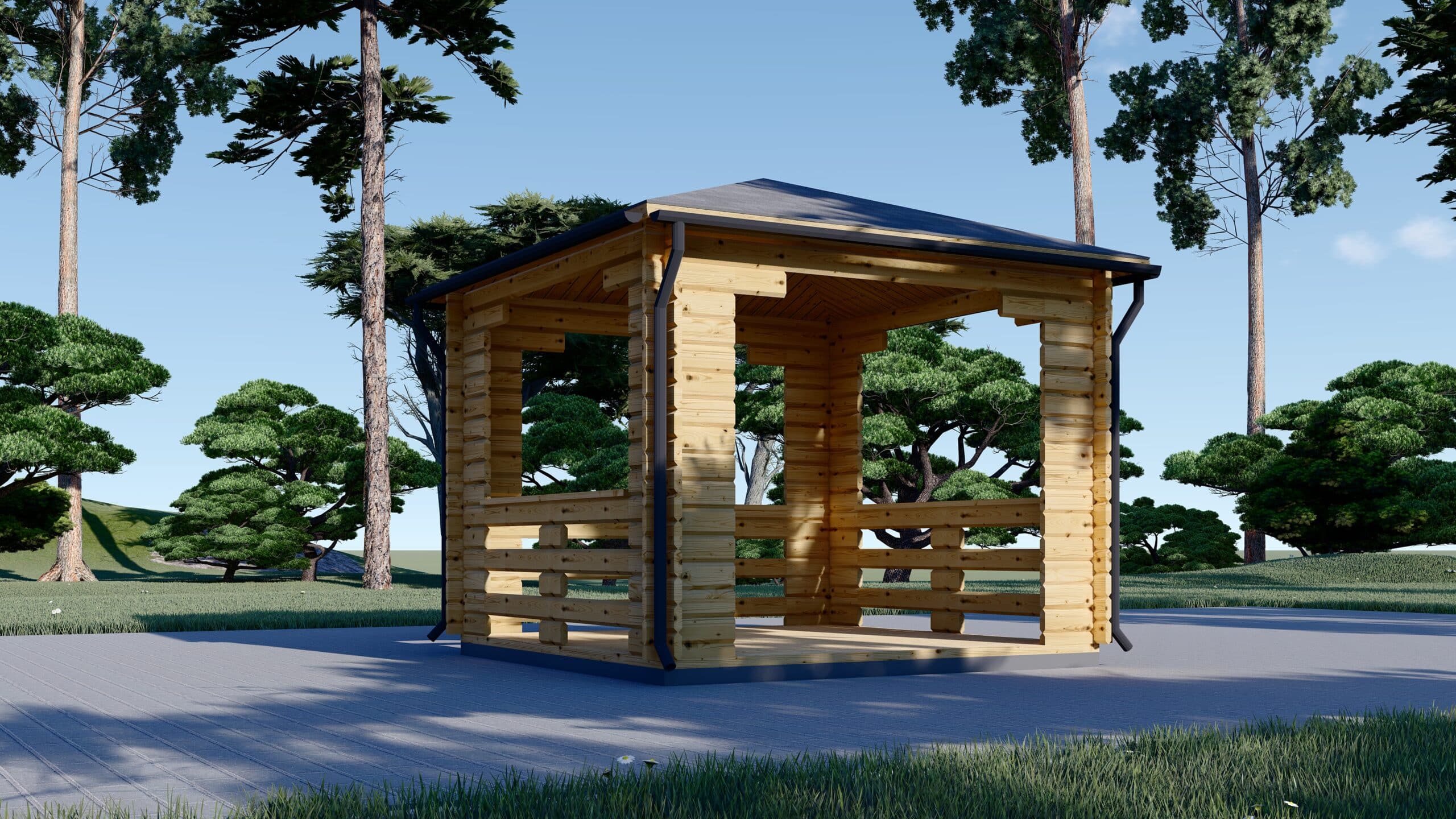 Tonnelle en bois FLORA (44 mm), 4x4 m, 16 m²