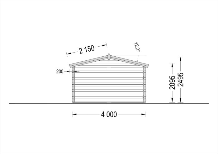 Einzelgarage aus Holz (44 mm), 4x6 m, 24 m²