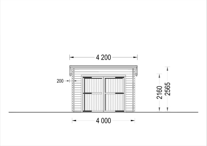 Einzelgarage mit Pultdach (44 mm), 4x6 m, 24 m²